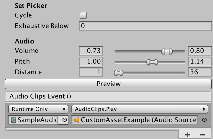 Choose audio clip from a list
